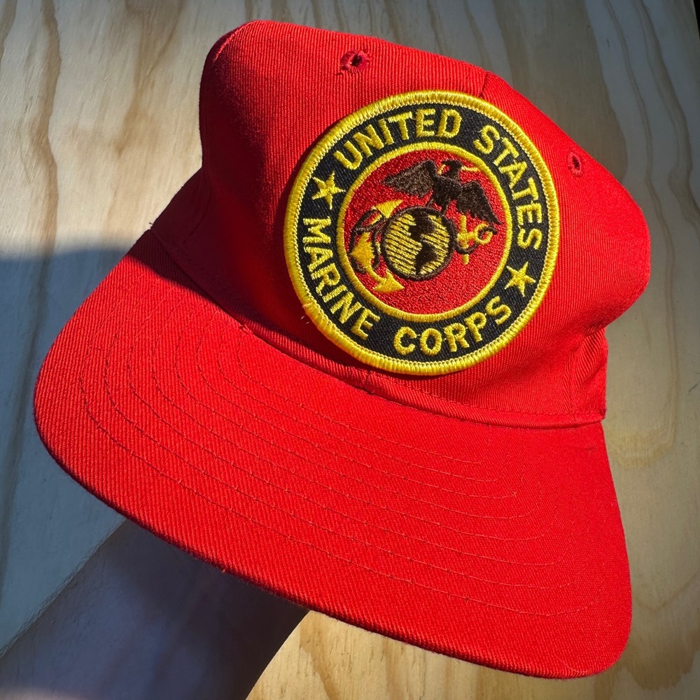 Custom Products Inc USMC Marine Corps Red Snapback Hat Vintage Style OSFA